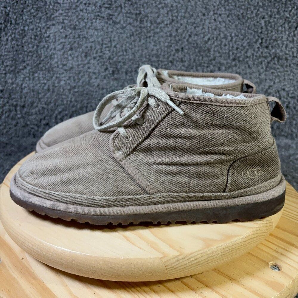 UGG Neumel Natural Chukka Boots Mens Size 11 Natural Hemp Canvas Faux Fur Lined